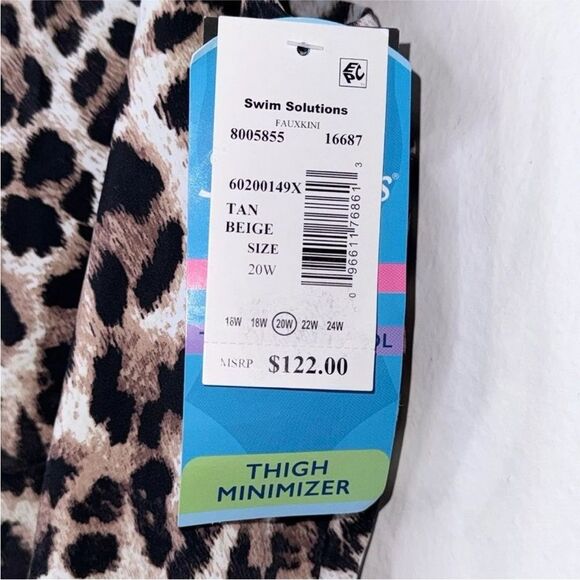 SWIM SOLUTIONS Plus Size Knotted Flyaway Fauxkini One-Piece Swimsuit Size 20W - Picture 10 of 12